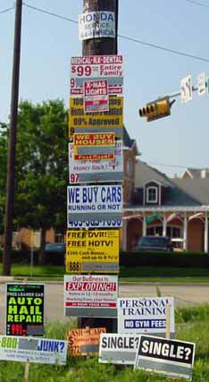 Illegal sings in the right of way