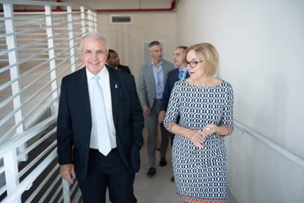 Miami-Dade County Mayor Carlos Gimenez, County Commissioner Eileen Higgins, Miami Mayor Francis Suarez, State Sen. Jose Javier Rodriguez and others at the Martin Fine Villas pre-opening reception.
