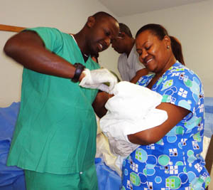 Haitian Baby Being Delivered