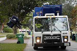 Automatic recycling collection in a Miami residential area