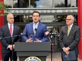 Commissioner Kevin Marino Cabrera, Hialeah Mayor Esteban Bovo and Congressman Mario Diaz-Balart