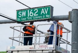 Street sign for street naming Cesar "Echy" Echaverry Jr.