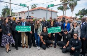 Attendees present during street naming ceremony
