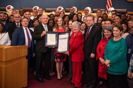 Miami-Dade Supervisor of Elections Christina White is honored by Commissioner Diaz, the Board of County Commissioners and Mayor Carlos A. Gimenez.