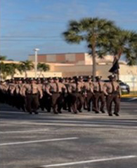 Officers with flags