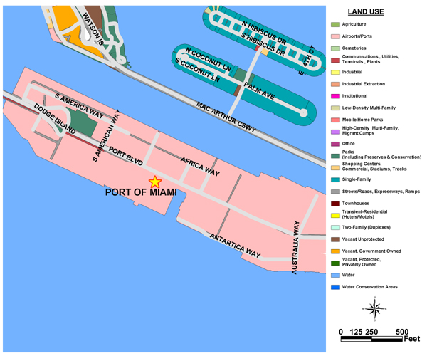 Existing land use for the area one-quarter mile around the intermodal site area. 