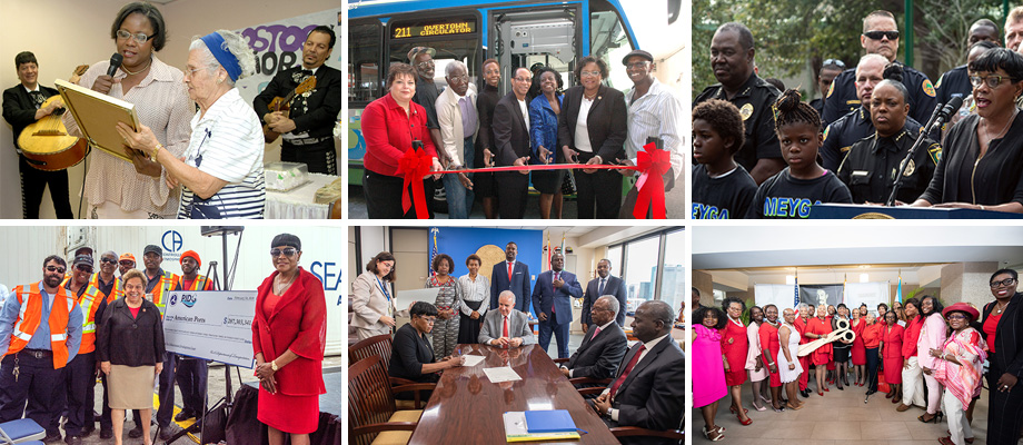 Collage of images showing Chairwoman Audrey Edmonson engaging with the community