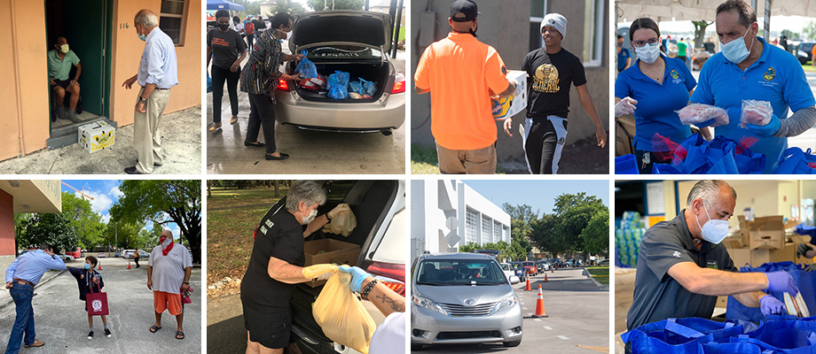 Collage of County commissioners and Parks employees helping the community