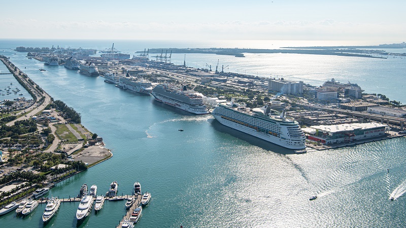 Cruise ships docked at PortMiami
