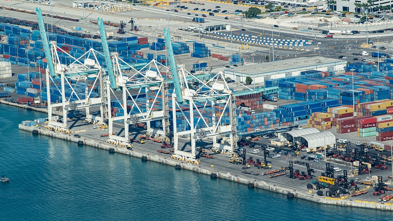 Arial shot of shipping lines