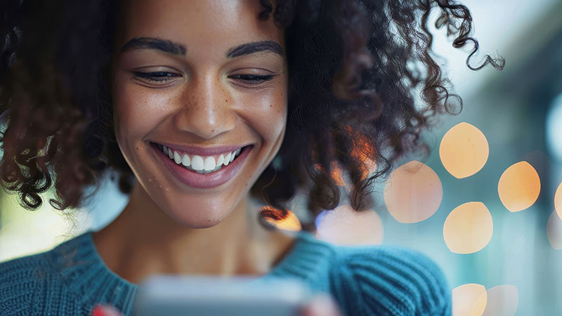 Woman looking at online material for health insurance.