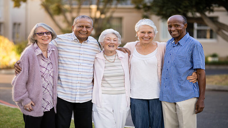 Eldery people standing.