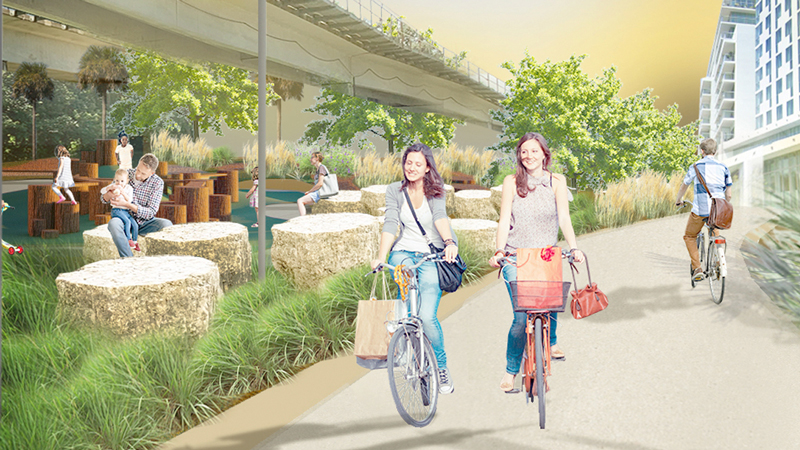 graphic rendering of bike path