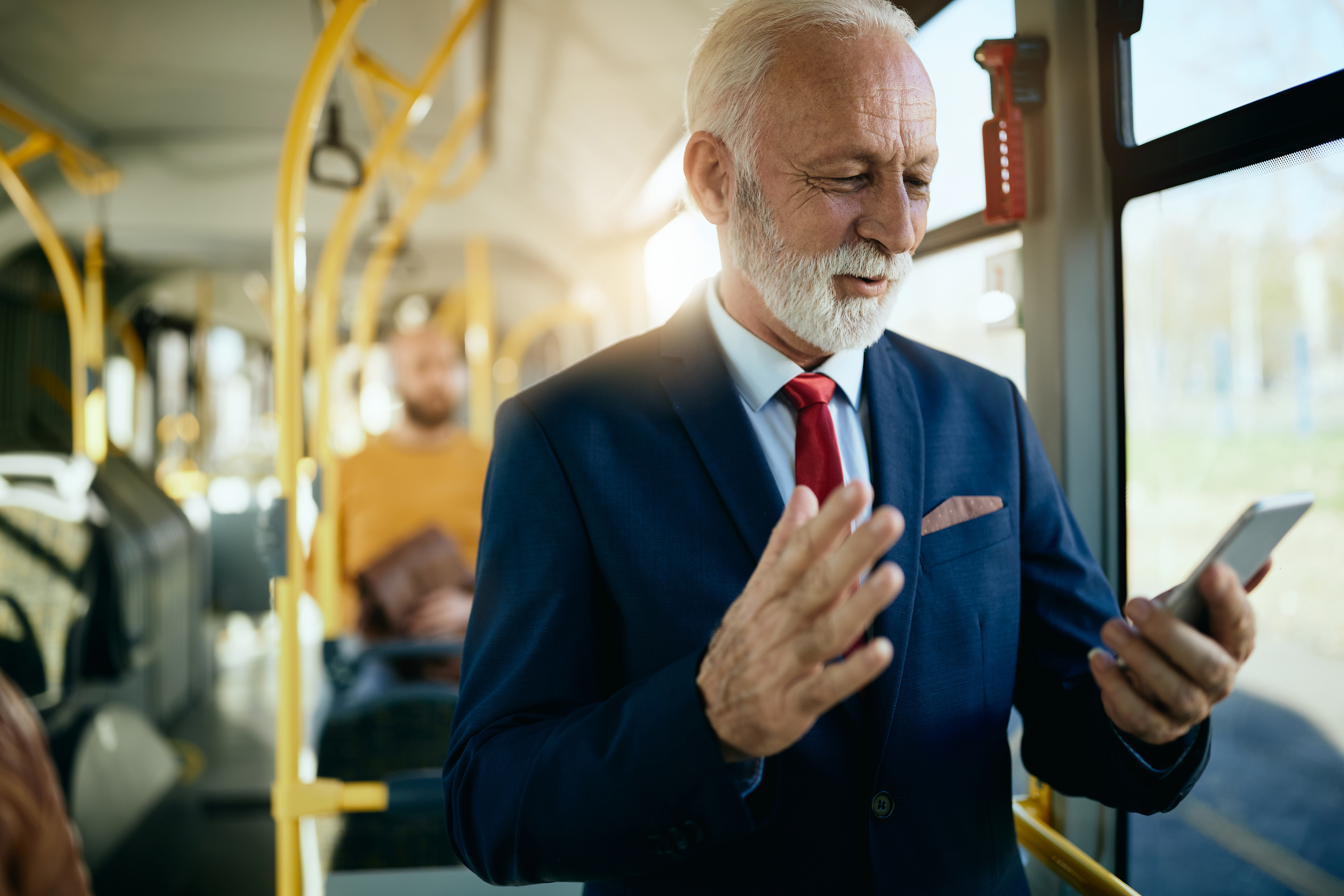 picture of older gentleman on the train