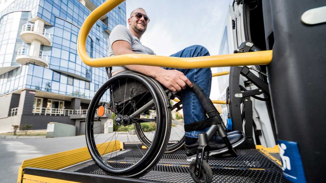 Image of transit rider using wheelchair access