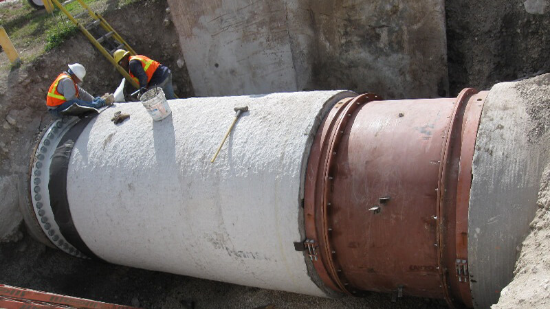 Image of pipes being built underground.