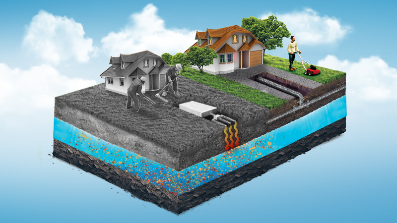 Illustrated image of septic tank to sewer connection 