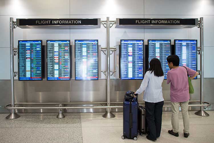 Man and woman at the airport
