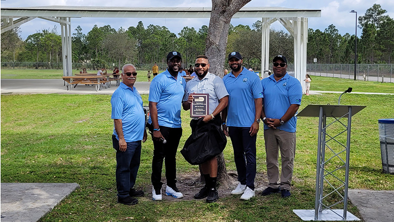 In the picture from left to right: Joel Perez, assistant director; Schneider St. Preux, general superintendent; Joseph Esquilin, 2024 Bus Roadeo first place; Eulois Cleckley, DTPW director and CEO; Sean Adgerson, deputy director of operations.