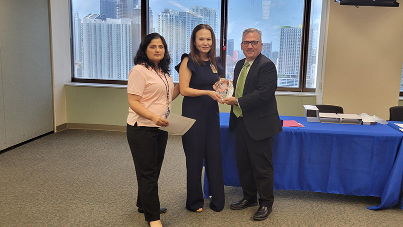 Pictured from left to right: Director of Strategic Procurement Namita Uppal, Natalya Vasilyeva and Internal Services Department Director Alex Muñoz.