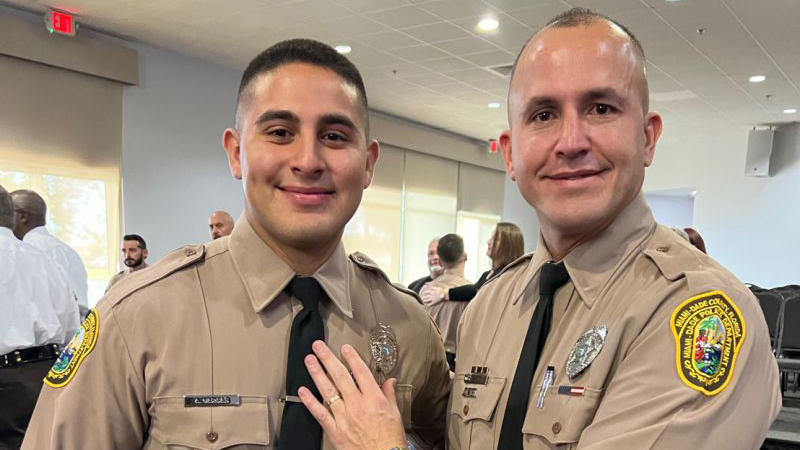 MDPR Detective Vargas and his son, both in police uniforms