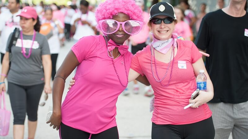 Participants in the MSABC walk wearing pink