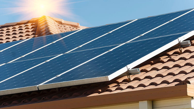 Solar panels on a home's roof.