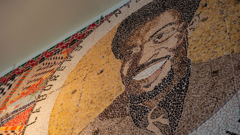 A mural of Joseph Caleb, a labor leader.