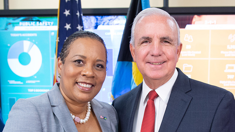 Consul-General of the Bahamas in Miami Linda Mackey and Miami-Dade County Mayor Carlos A. Gimenez