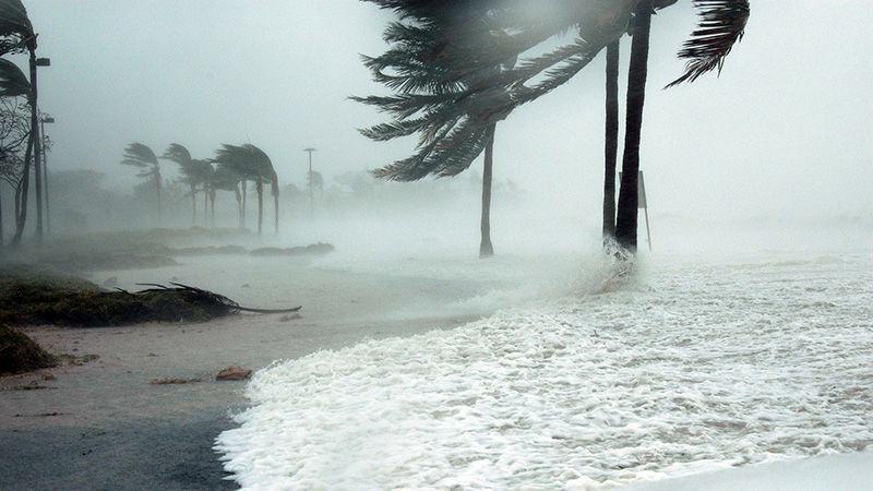 Hurricane conditions at a beach