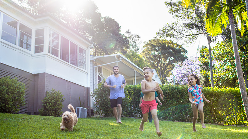 Family enjoying the garden mosquito free