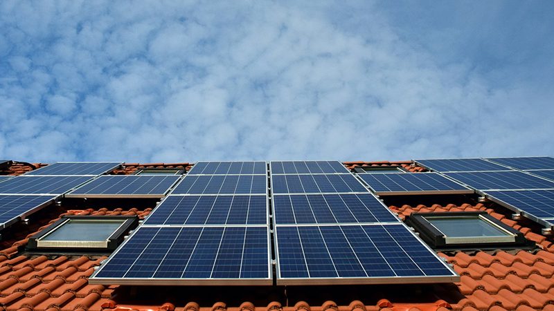 Solar panels on the roof of a house