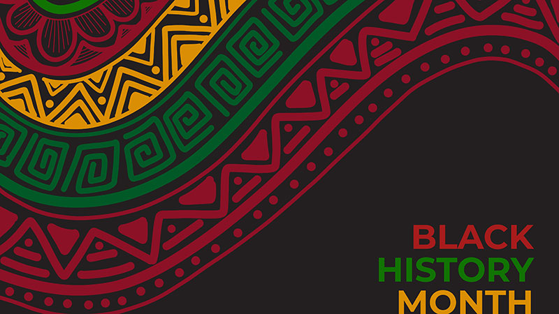 Black History Month with afrocentric designs over a black background