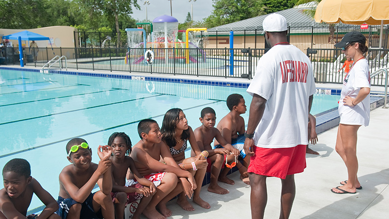 Kids taking swim class