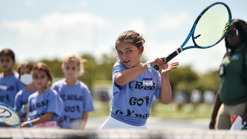 Girl playing soccer