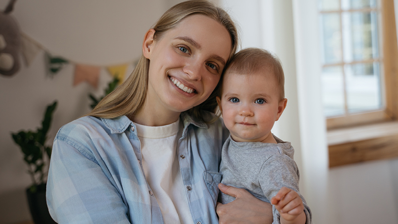 Mother holding baby