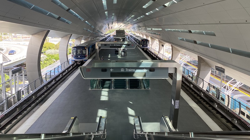 Image of the Metrorail station at MIA.