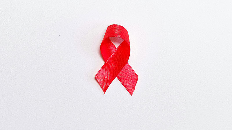 red ribbon on white background