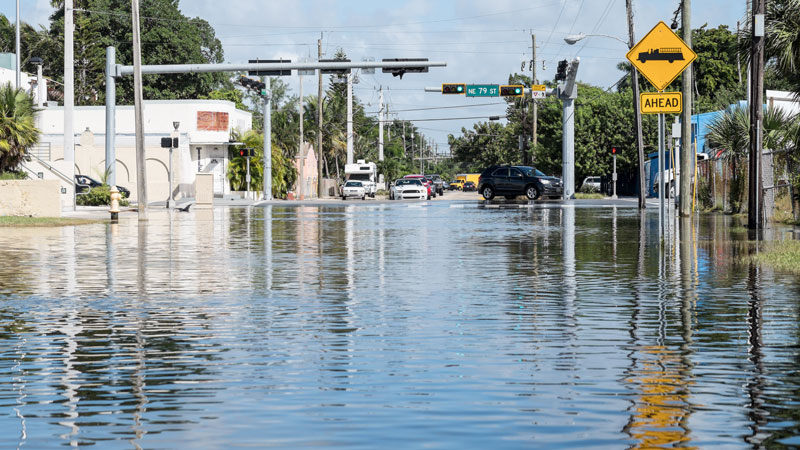 A flooded street