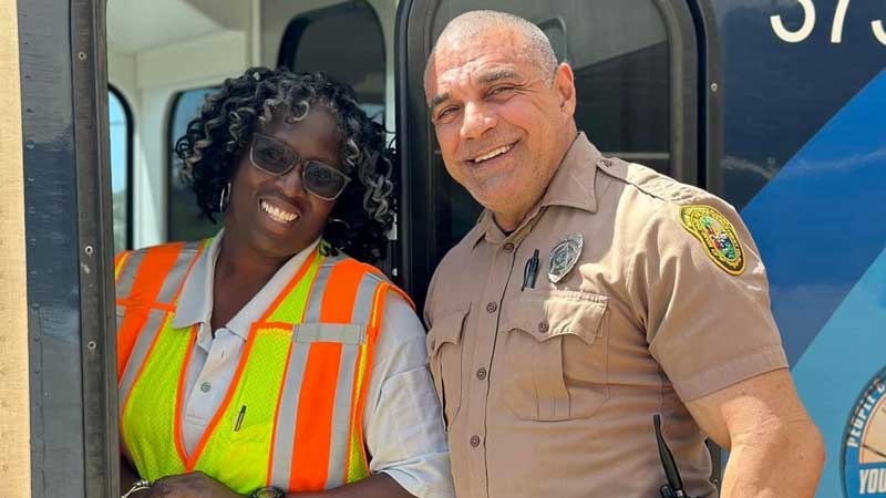 MDPD officer standing by the Metrorail 