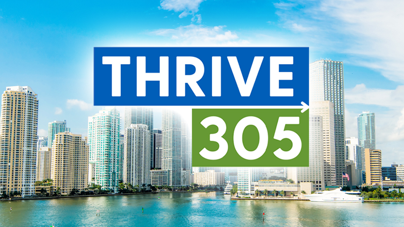 Thrive305 logo.