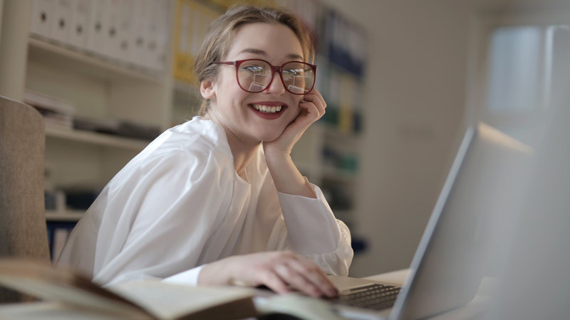 young girl on laptop