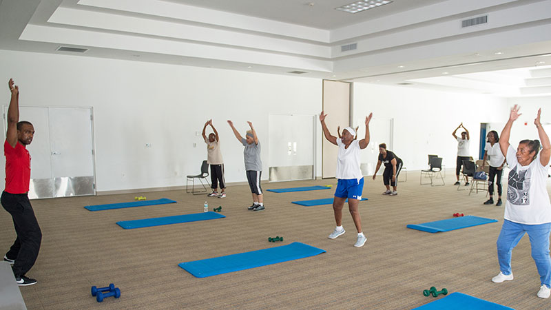 Older adults at a fitness class.