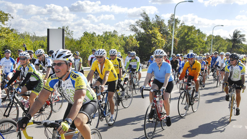 bicyclists participating in an event