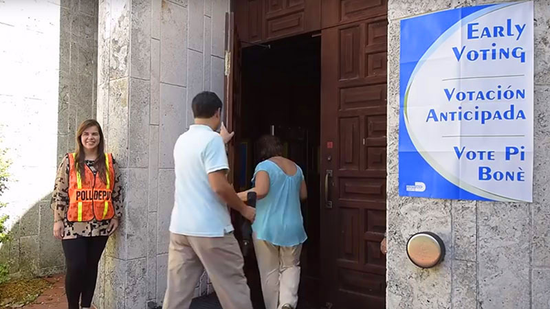 Voters entering an early voting site