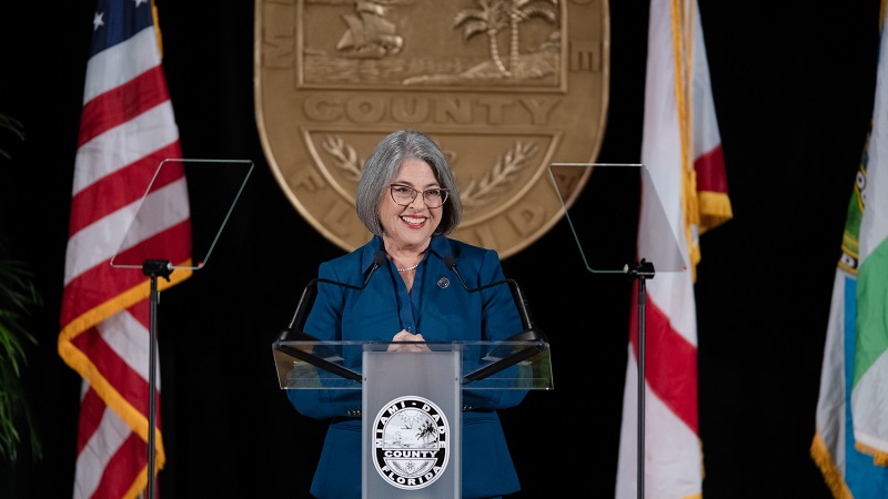 Image of Mayor Cava delivering the 2025 state of the county address