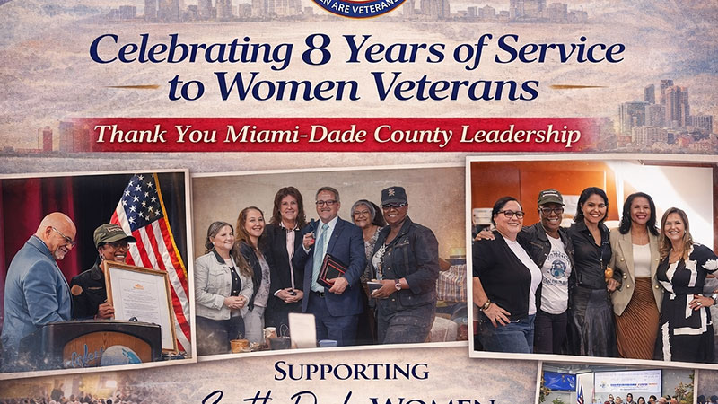 South Dade Women Veterans Alliance (SDWVA) collage of photos, patriotic colors