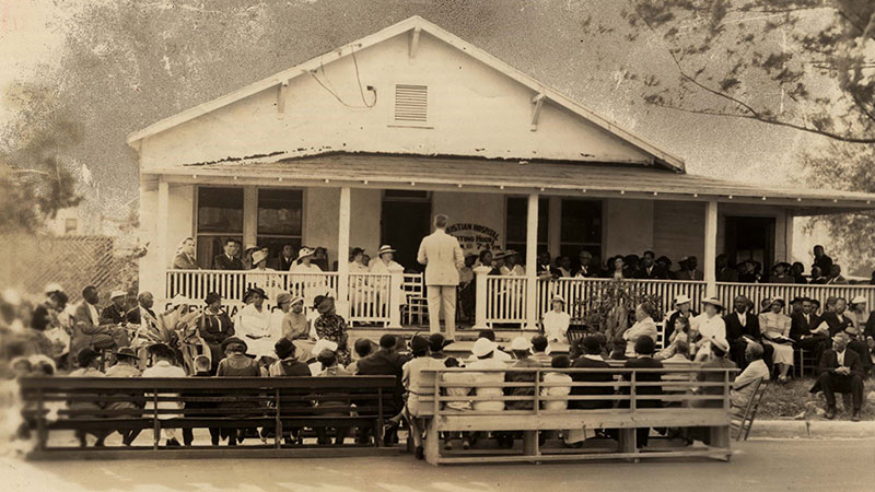 old black & white photo of a home